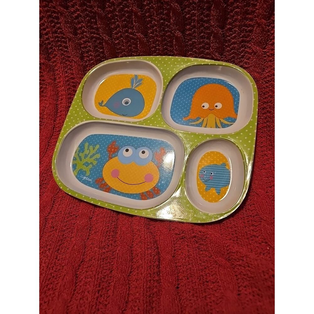Citrus Grove Child's 9.5 x 8.5" Divided 4-Section Plate Melamine Sea Animals B32